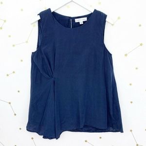 Amour Vert • Dark Blue Silk Gathered Blouse